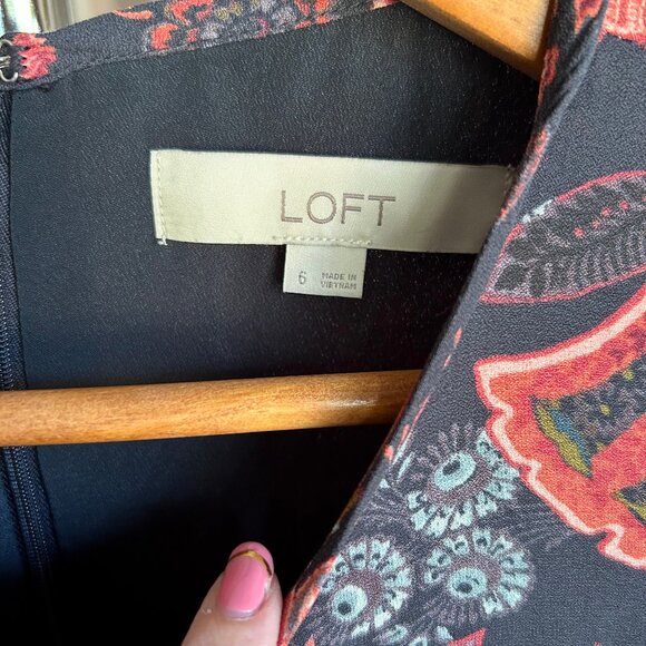 LOFT Ruffle Detail Long Sleeve Mid Length Boho Cottagecore Prairie Dress Sz 6 - Picture 5 of 9